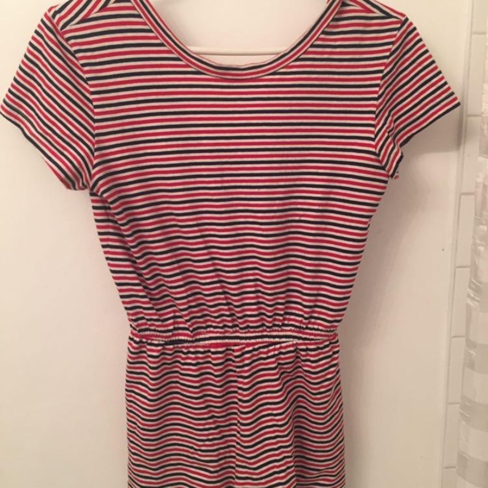 American Apparel Red and Black Striped Romper